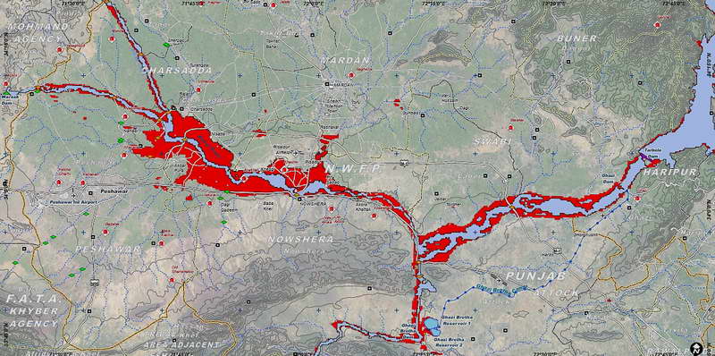 [PK PAKISTAN] - Carte des inondations au 31/07/2010 : la vue générale (document UNOSAT)